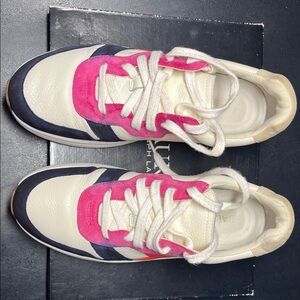 🩷 Lauren Ralph Lauren White, Pink, and Navy Sneakers